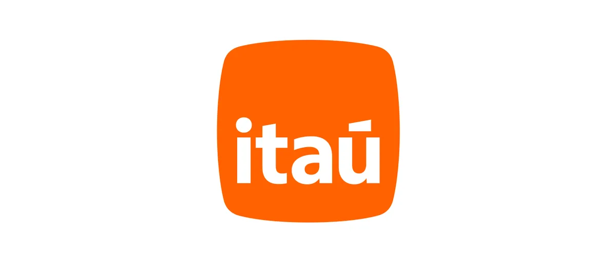Isotipo naranja de Itaú con el nombre en blanco al centro, sobre fondo blanco.